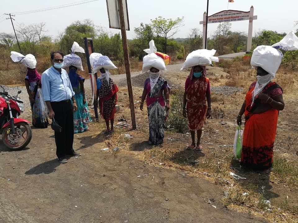 Third day distribution of grocery bag's at our Mission Field, Akhloli-Palghar