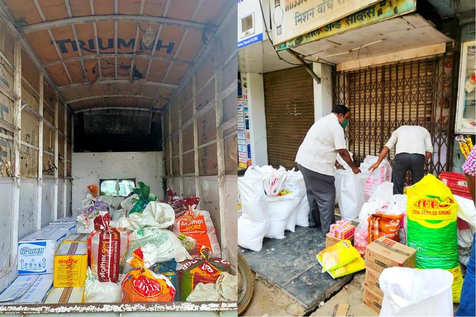 Fourth day distribution of grocery bag's at Nerul